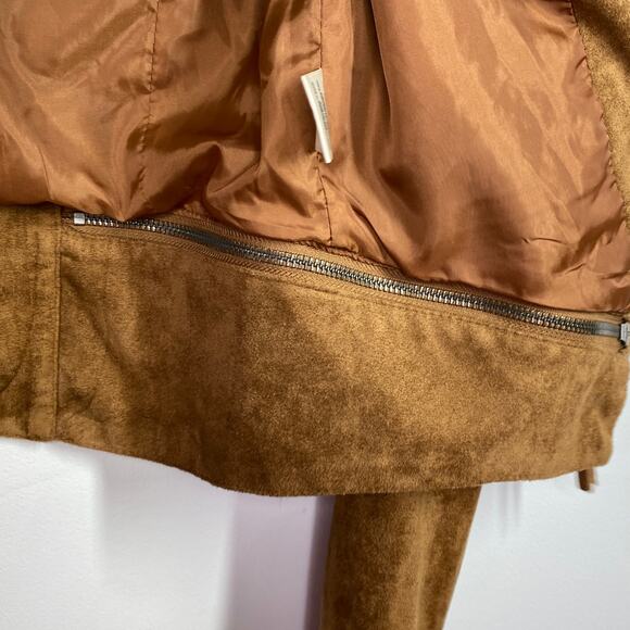Solemio Brown Faux Suede Full Zip Long Sleeve Jacket Woman Small Country Western - Picture 6 of 8
